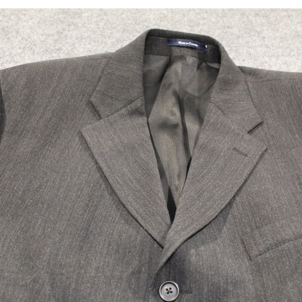 Vintage Ralph Lauren Men's Gray Suit‎ Jacket Blazer 44L Wool Blend 4 Button
